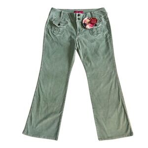 GLO Vintage‎ Y2K Junior Sz 17 Light Green Corduroy Flare Pants Cords Retro NWT